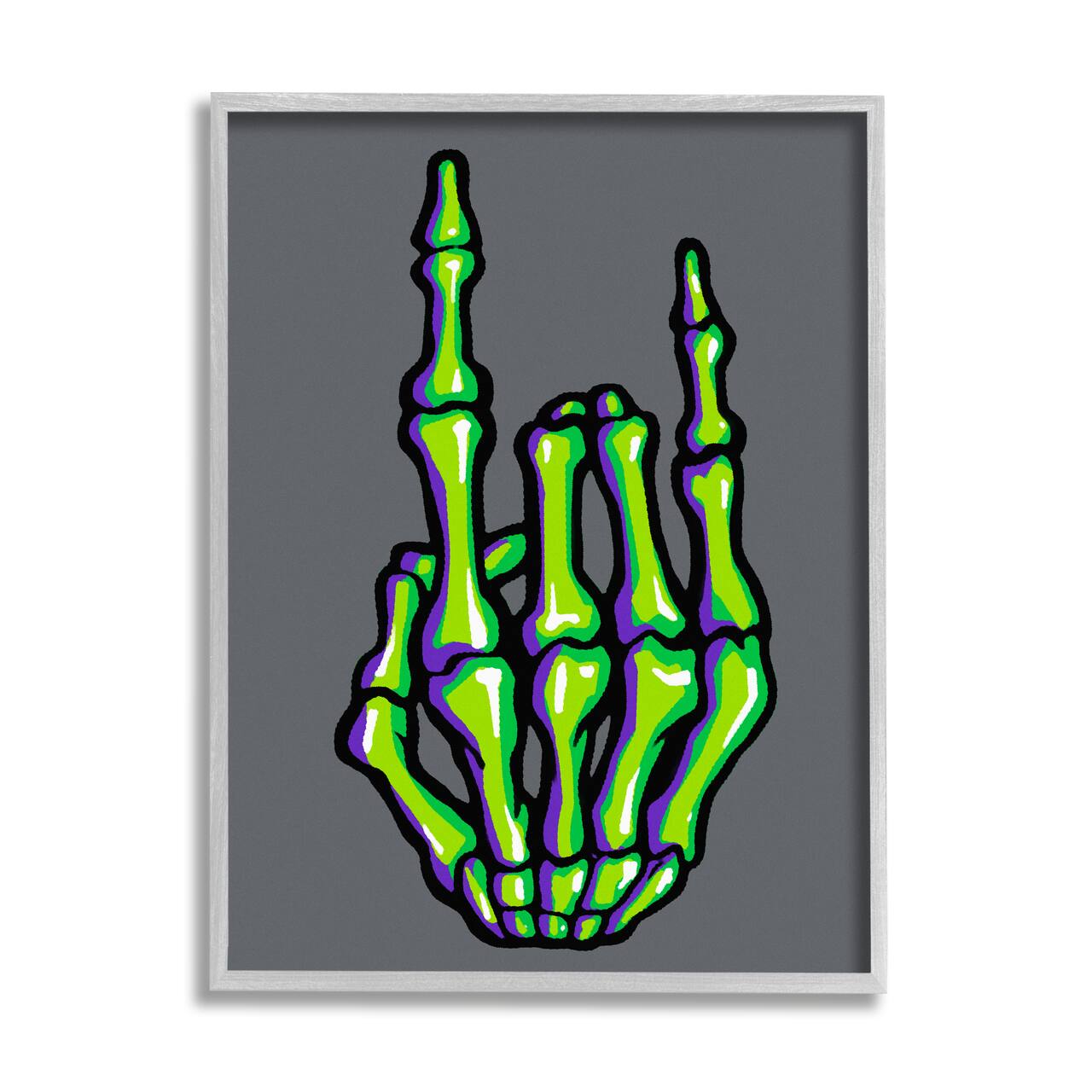 Stupell Industries Rock On Skeleton Hand Framed Giclee Wall Art
